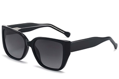 Rectangular Black Plastic Sunglasses #BS2503-0021