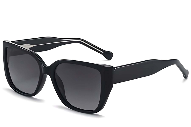 Rectangular Black Plastic Sunglasses #BS2503-0021