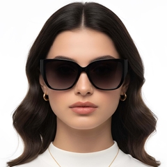 Rectangular Black Plastic Sunglasses #BS2503-0021