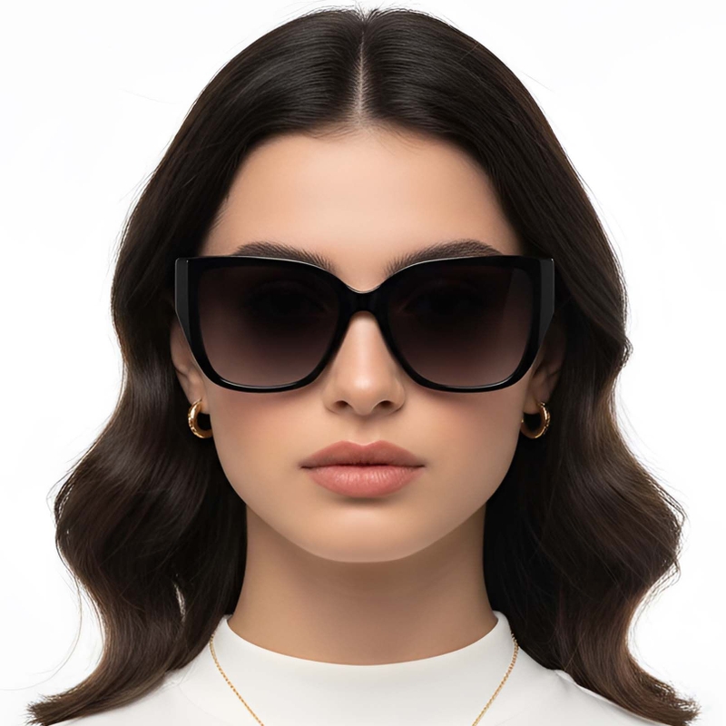 Rectangular Black Plastic Sunglasses #BS2503-0021