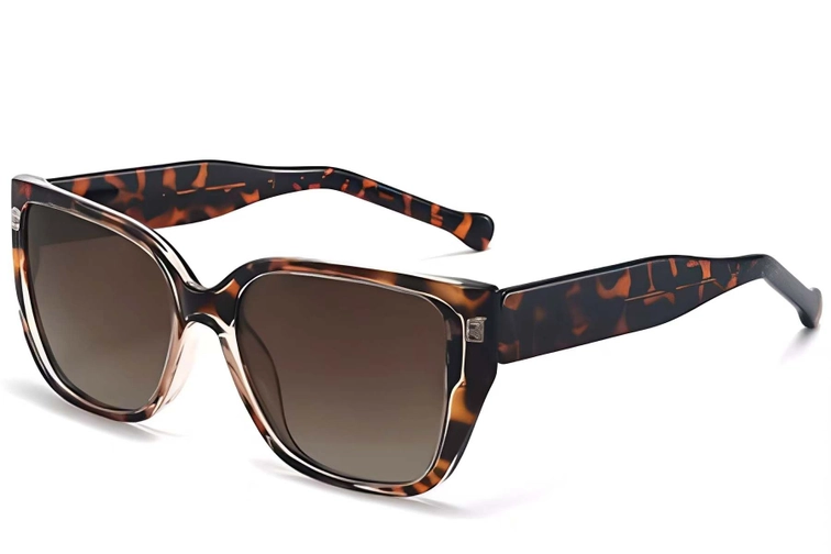 Rectangular Tortoiseshell Plastic Sunglasses #BS2503-0022