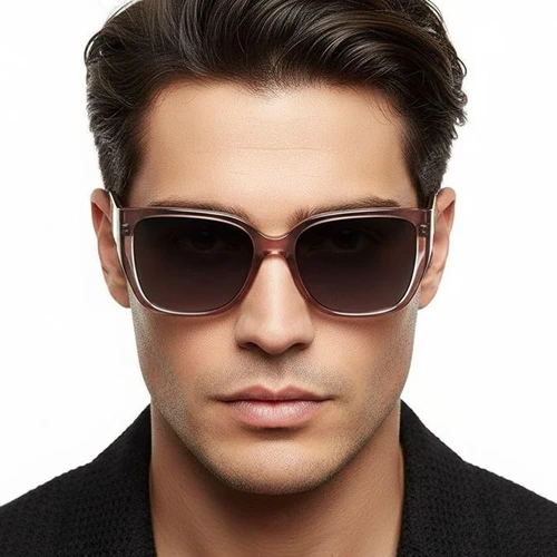 Rectangular Pink Plastic Sunglasses #BS2503-0023