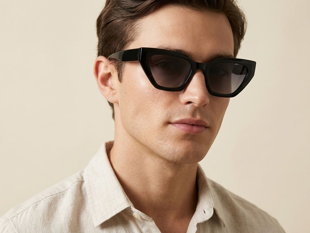 Lunettes de soleil papillon en plastique noir #BS2503-0027