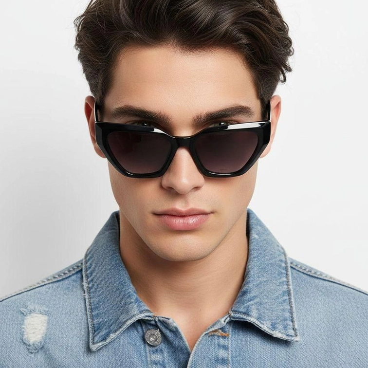 Schmetterlings-Sonnenbrille aus schwarzem Kunststoff #BS2503-0027