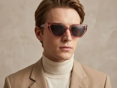 Lunettes de soleil papillon en plastique rouge #BS2503-0030