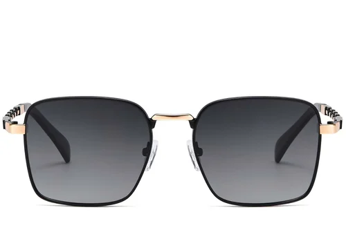 Lunettes de soleil rectangulaires en métal noir #BS2503-0035