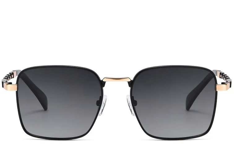 Rectangular Black Metal Sunglasses #BS2503-0035