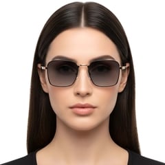 Rectangular Black Metal Sunglasses #BS2503-0035
