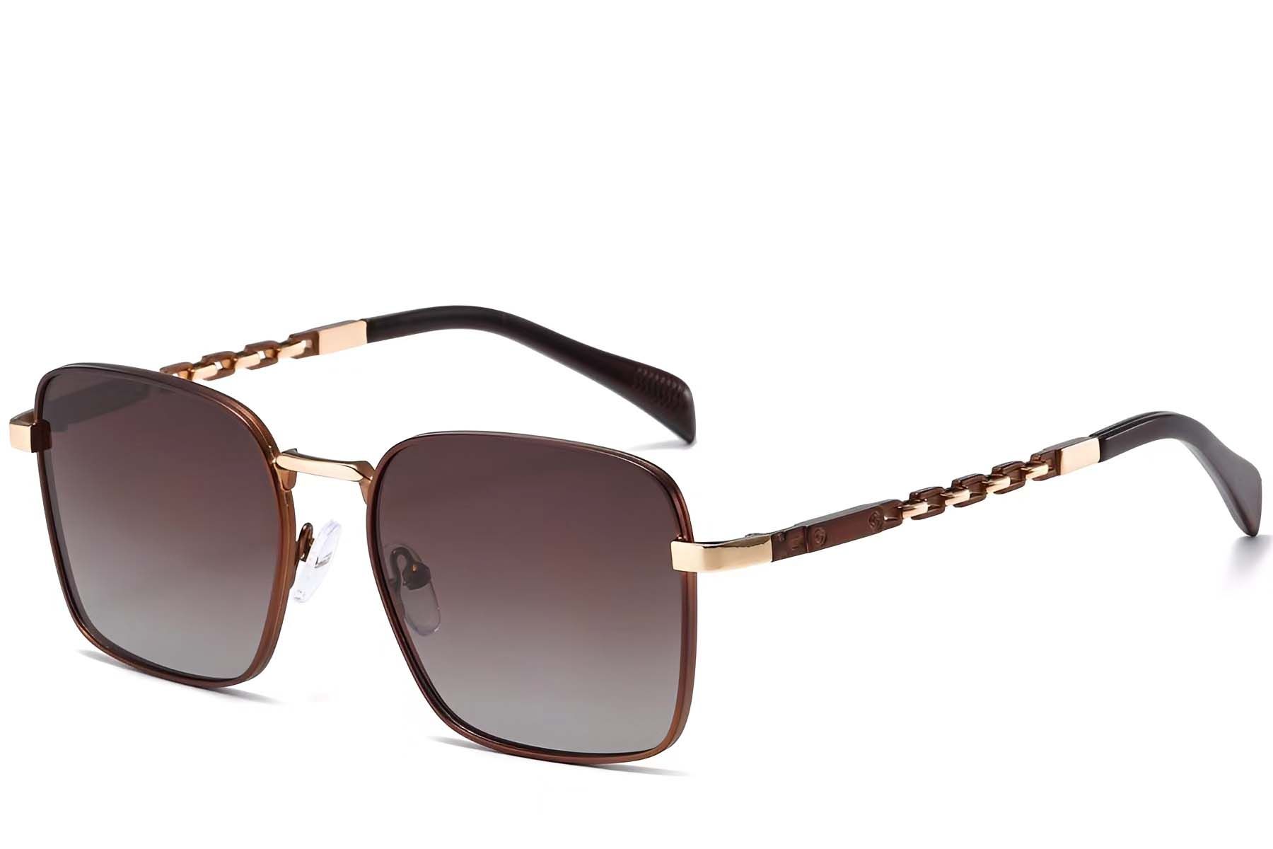 Rectangular Copper Metal Sunglasses #BS2503-0036