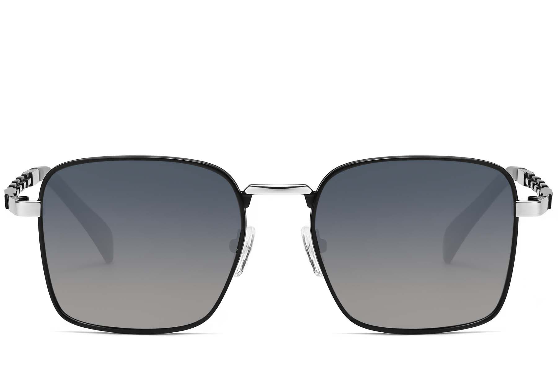 Rectangular Black Metal Sunglasses #BS2503-0037