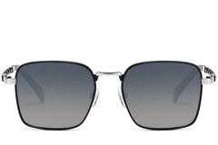 Rectangular Black Metal Sunglasses #BS2503-0037