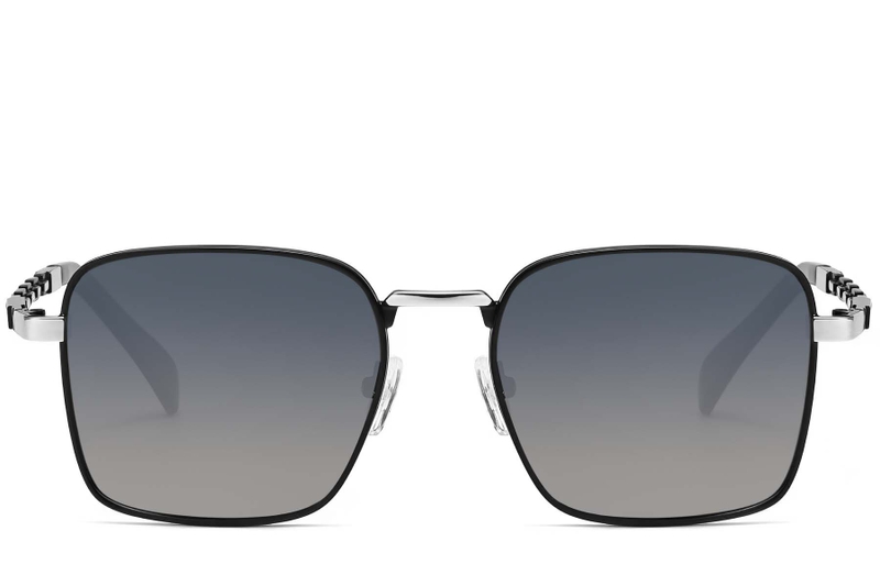 Rectangular Black Metal Sunglasses #BS2503-0037