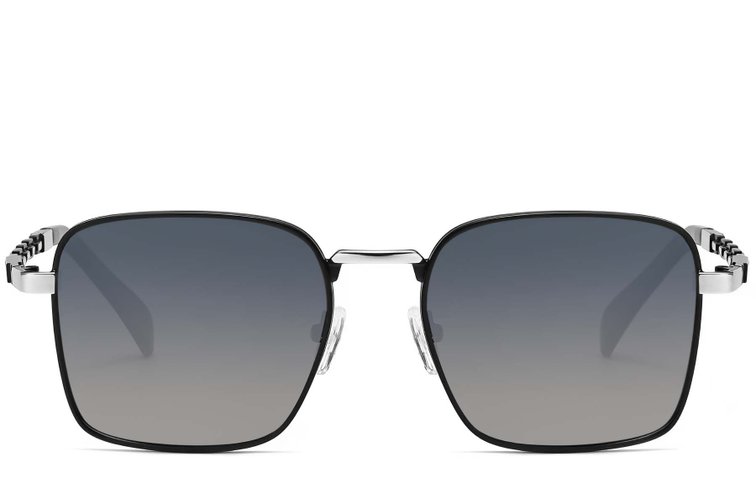 Rectangular Black Metal Sunglasses #BS2503-0037