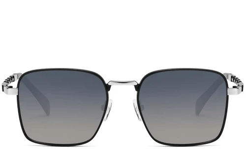 Rectangular Black Metal Sunglasses #BS2503-0037