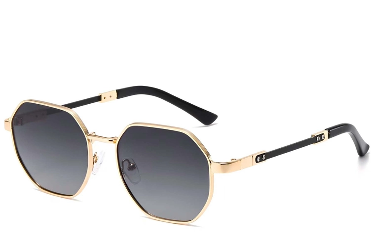 Gafas de sol geométricas de metal dorado #BS2503-0038