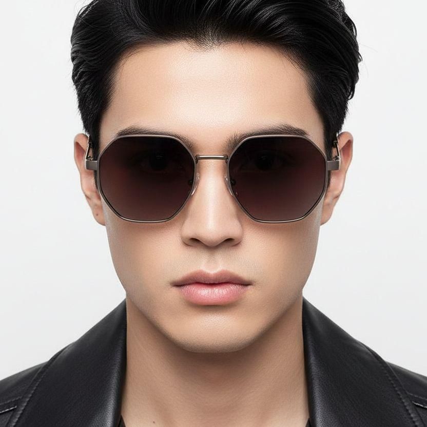 Geometric Copper Metal Sunglasses #BS2503-0039