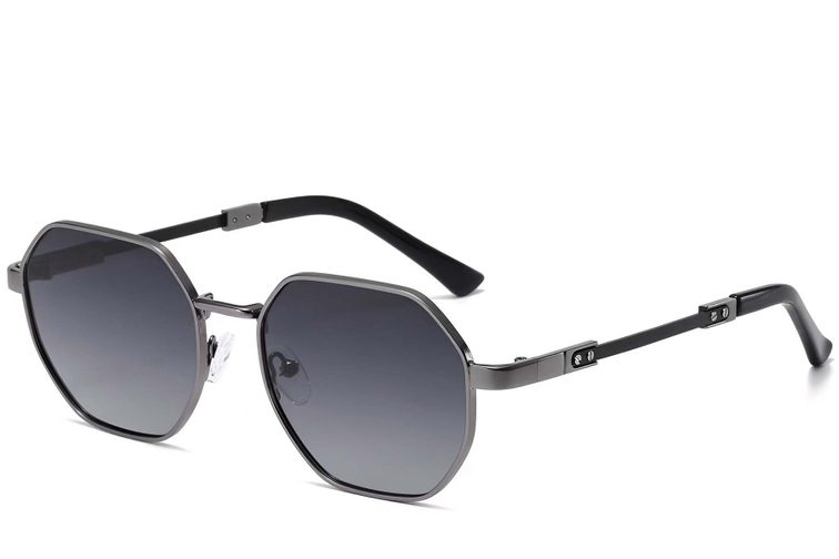 Gafas de sol geométricas de metal gris #BS2503-0040