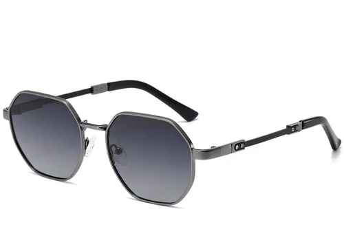 Geometrische graue Metall-Sonnenbrille #BS2503-0040