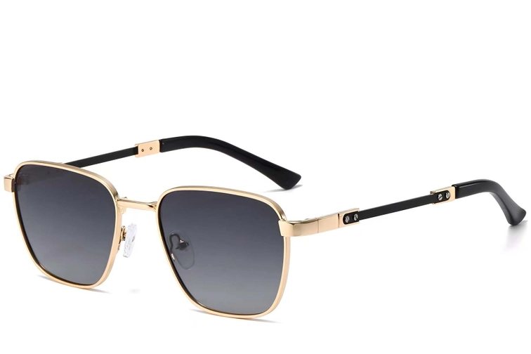 Rectangular Golden Metal Sunglasses #BS2503-0041