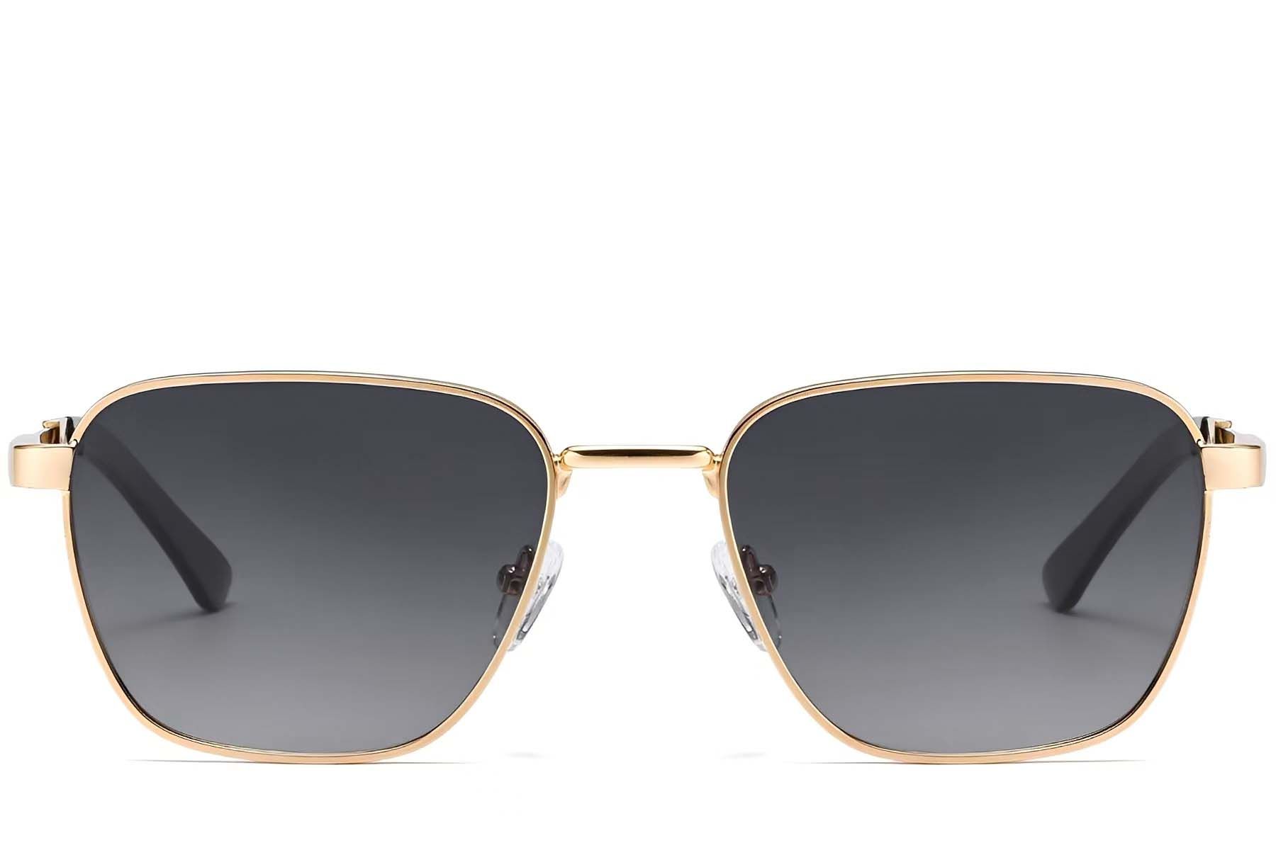 Rectangular Golden Metal Sunglasses #BS2503-0041