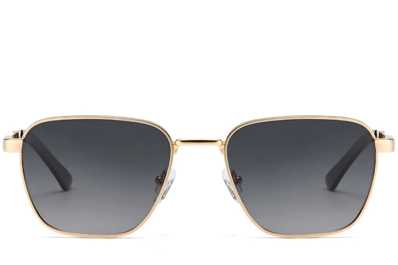 Gafas de sol rectangulares de metal dorado #BS2503-0041