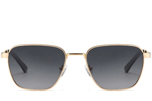 Rechteckige Sonnenbrille aus goldenem Metall #BS2503-0041