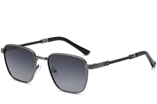 Gafas de sol rectangulares de metal gris #BS2503-0043