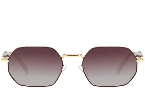 Geometric Brown Metal Sunglasses #BS2503-0045