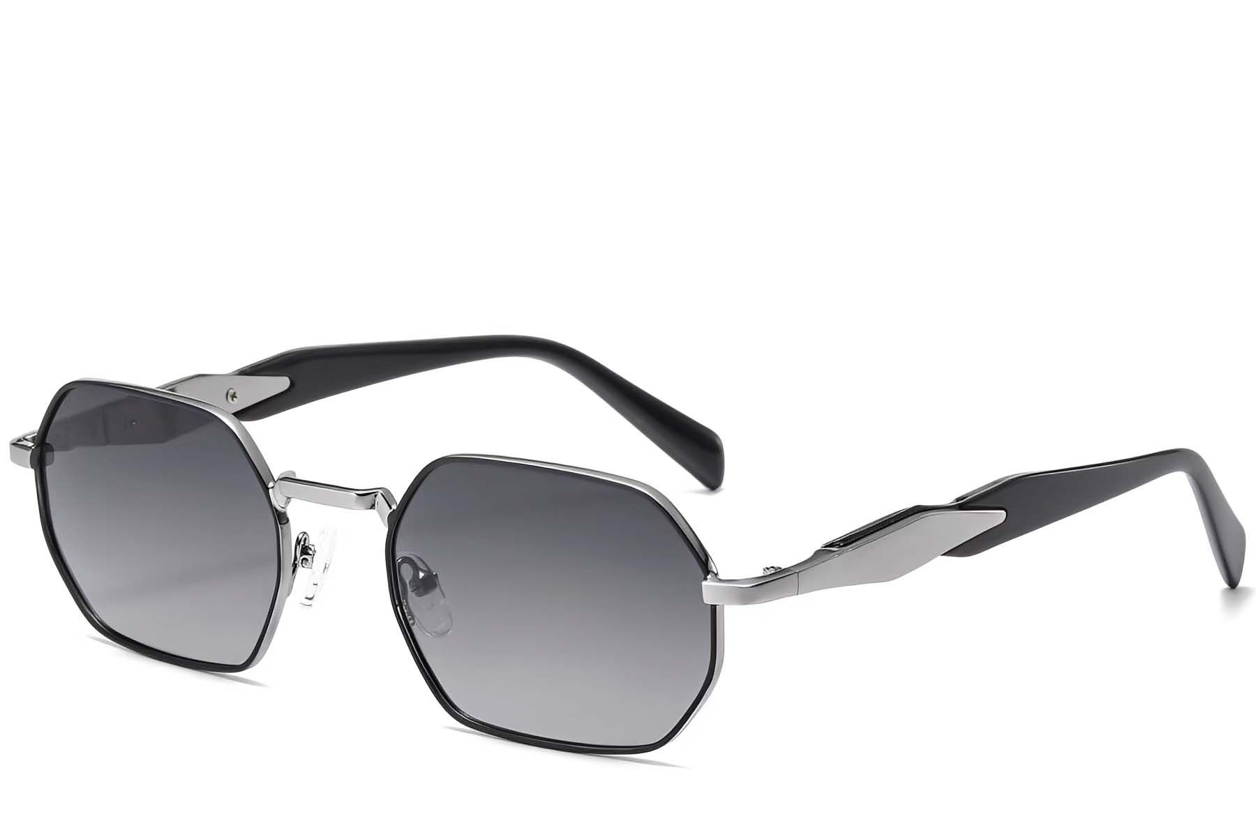 Geometric Black Metal Sunglasses #BS2503-0046