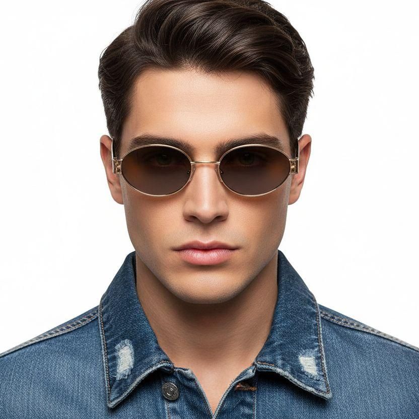 Oval Pink Metal Sunglasses #BS2503-0048