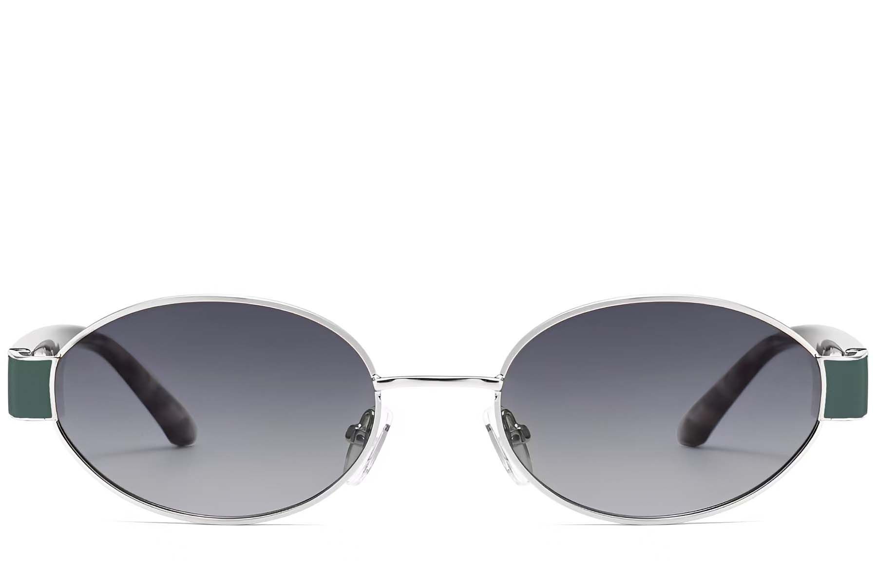 Oval Silver Metal Sunglasses #BS2503-0049