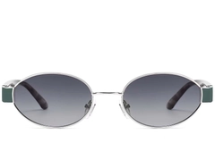 Oval Silver Metal Sunglasses #BS2503-0049