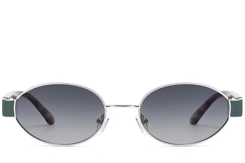 Oval Silver Metal Sunglasses #BS2503-0049