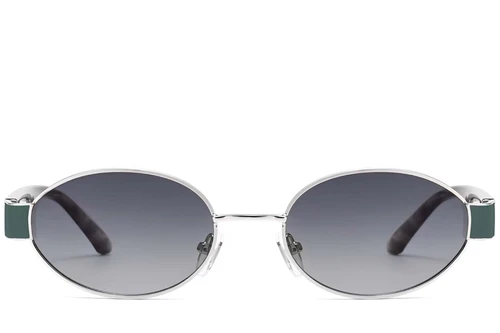 Oval Silver Metal Sunglasses #BS2503-0049