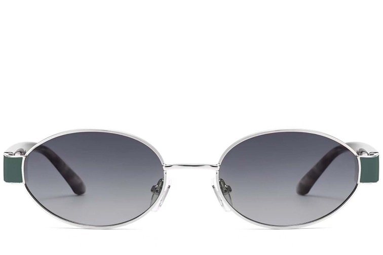 Gafas de sol ovaladas de metal plateado #BS2503-0049