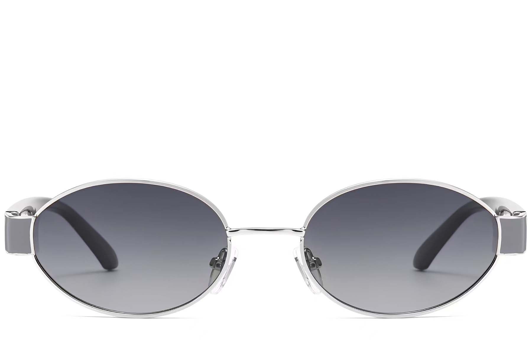 Oval Silver Metal Sunglasses #BS2503-0050