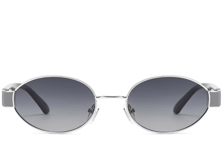 Oval Silver Metal Sunglasses #BS2503-0050