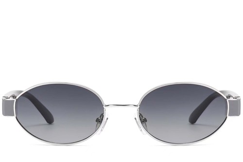 Oval Silver Metal Sunglasses #BS2503-0050
