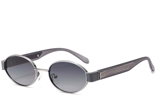 Oval Silver Metal Sunglasses #BS2503-0050