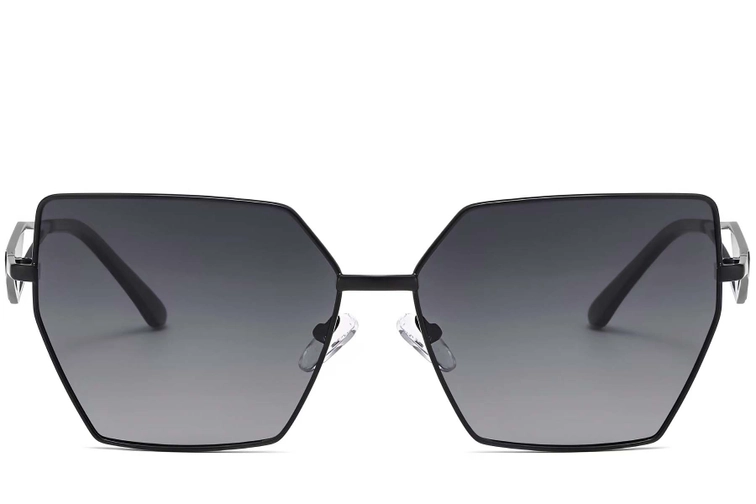 Geometric Black Metal Sunglasses #BS2503-0051