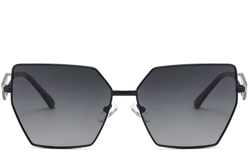 Lunettes de soleil géométriques en métal noir #BS2503-0051