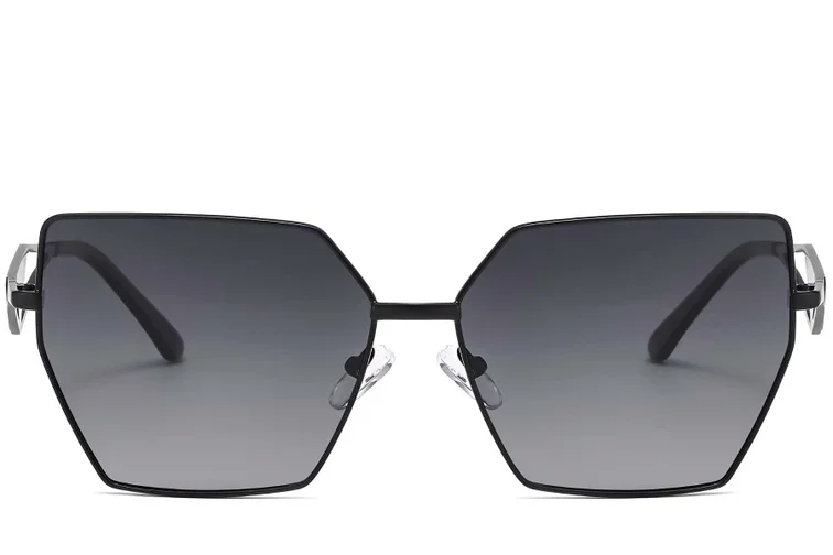 Lunettes de soleil géométriques en métal noir #BS2503-0051