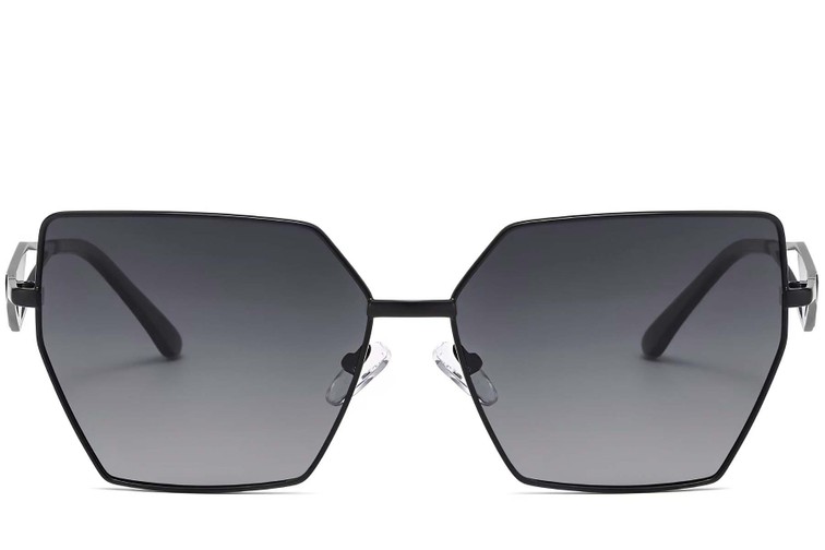 Geometrische zwarte metalen zonnebril #BS2503-0051