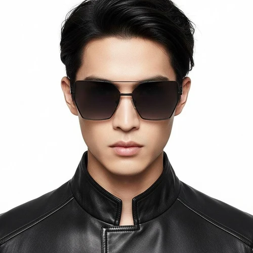 Geometric Black Metal Sunglasses #BS2503-0051