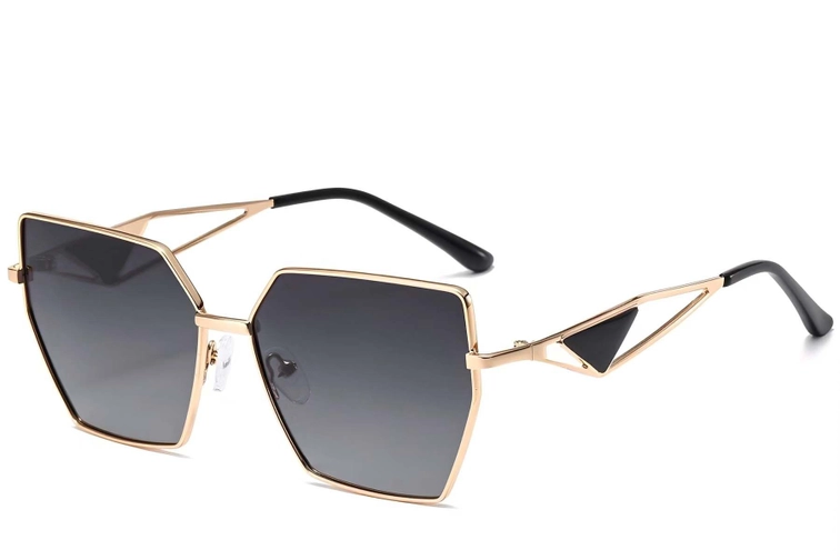 Gafas de sol geométricas de metal dorado #BS2503-0052