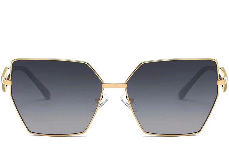 Gafas de sol geométricas de metal dorado #BS2503-0052