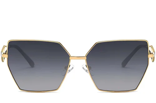Lunettes de soleil géométriques en métal doré #BS2503-0052