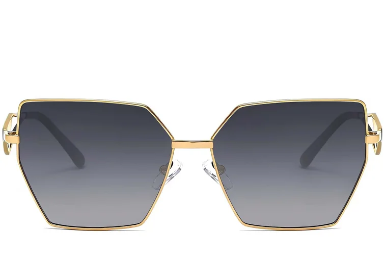 Lunettes de soleil géométriques en métal doré #BS2503-0052