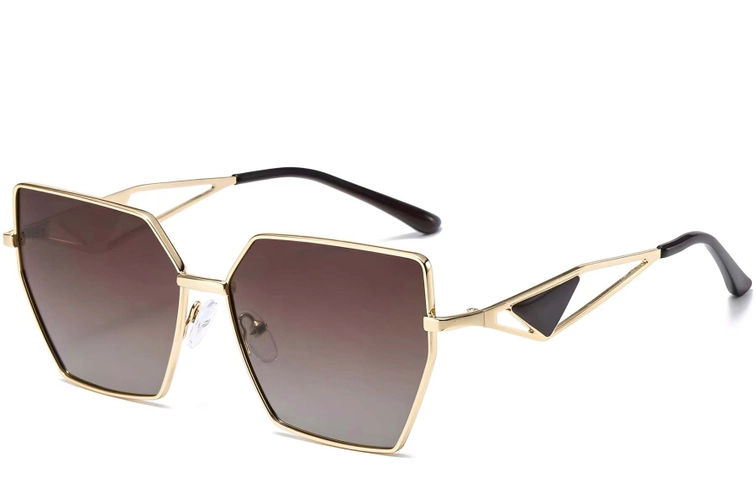 Geometric Golden Metal Sunglasses #BS2503-0053