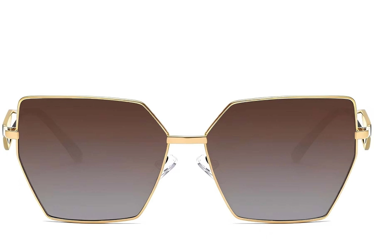 Geometric Golden Metal Sunglasses #BS2503-0053
